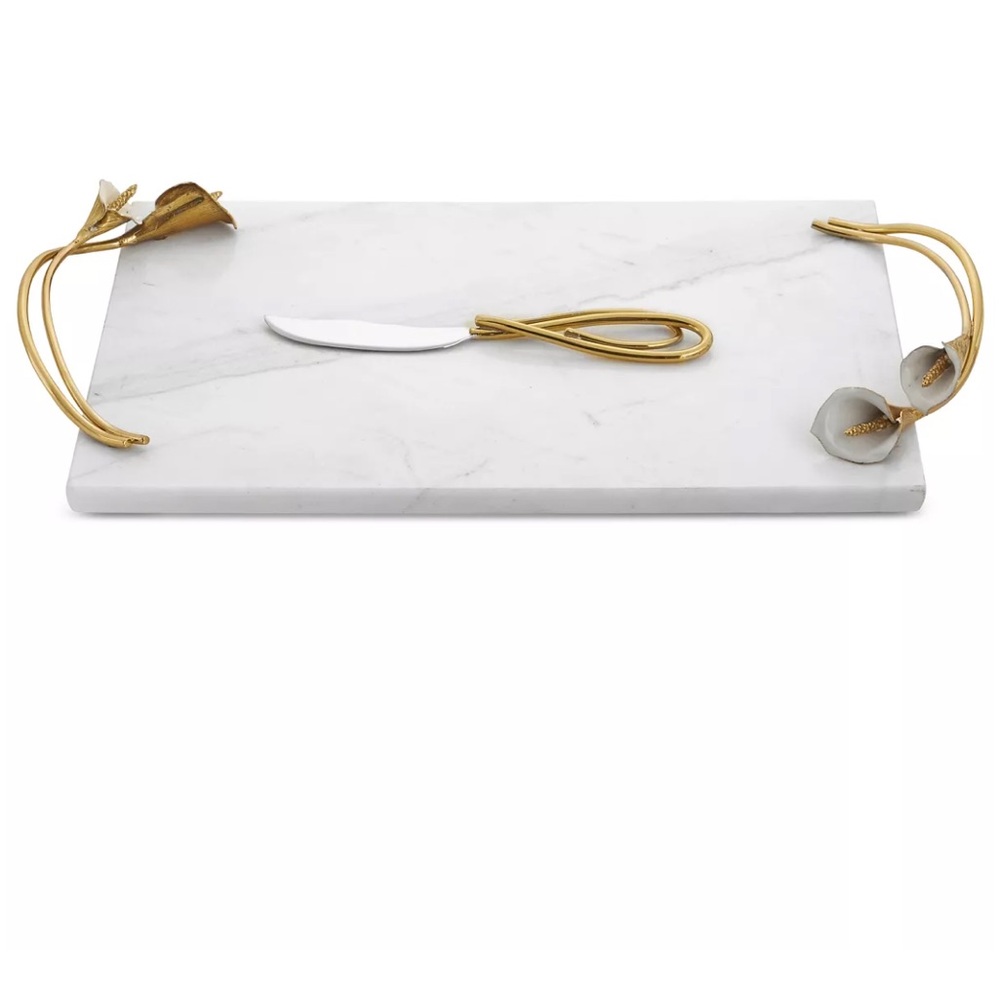 Calla Lily Large Cheeseboard and Knife, Set Of 2